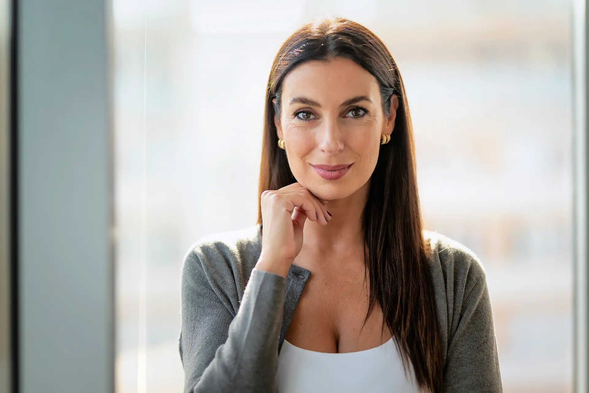 businesswoman standing in a modern office
